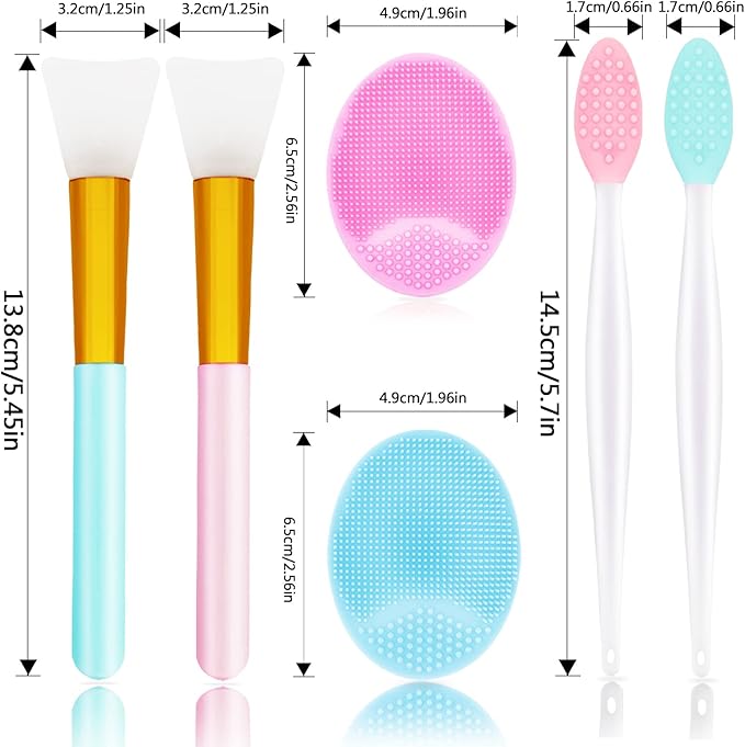 6 PCS Silicone Face Scrubber Brush Set, 2pcs Lip Scrub Brushes and Face Cleansing Brush Silicone Exfoliator Tool and Facial Applicator for Women Men