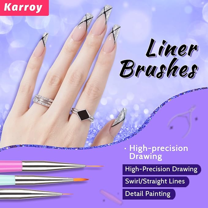 Nail Art Brushes Kit, Nail Brush Sets with Gel Nail Brush, Nail Extension Gel Brush, Nail Liner Brush, Dotting Tools, DIY Manicure Tools Gift for Women (6PCS Brushes)