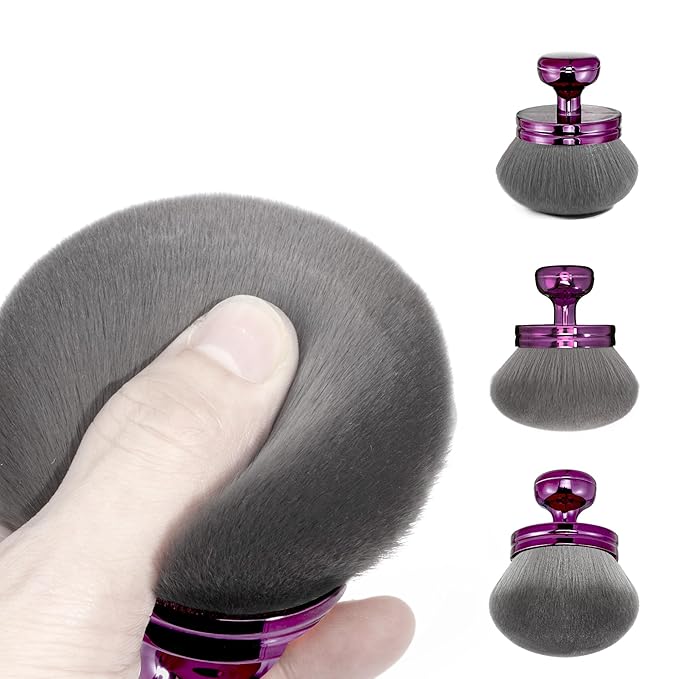 Blend & Blur Extra Large Body Makeup Brush for Self Tanner,Leg Makeup & Bronzer Self Tan Applicator, 3.2inch Wide Round Head Kabuki Brush For Application with Drawstring Bag (Purple2)