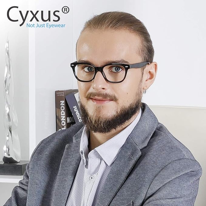 Cyxus Semi Rim Blue Light Glasses for Men Women TR90 Metal Frame UV Blocking Computer Glasses Clear Lens Square Eyewear
