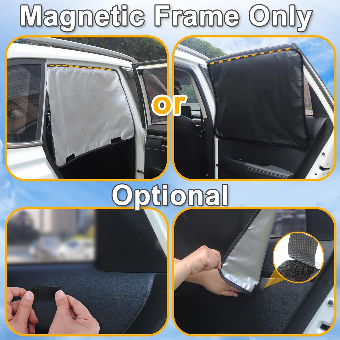 Lechin Car Window Shades for Side Window (2 Pack) - Car Window Shade for Baby - 31.5 * 20 in - with 10 M40 Magnets - Block Heats and UV Rays
