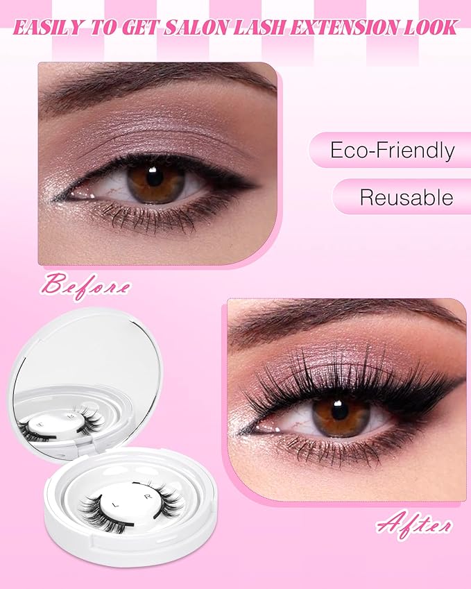 EMEDA Magnetic Eyelashes Natural Look No Glue Reusable Magnetic Lashes with Applicator, Faux Mink Lashes Lightweight & Comfortable for Women Sensitive Eyes Daily Makeup with Mirror Case (25)