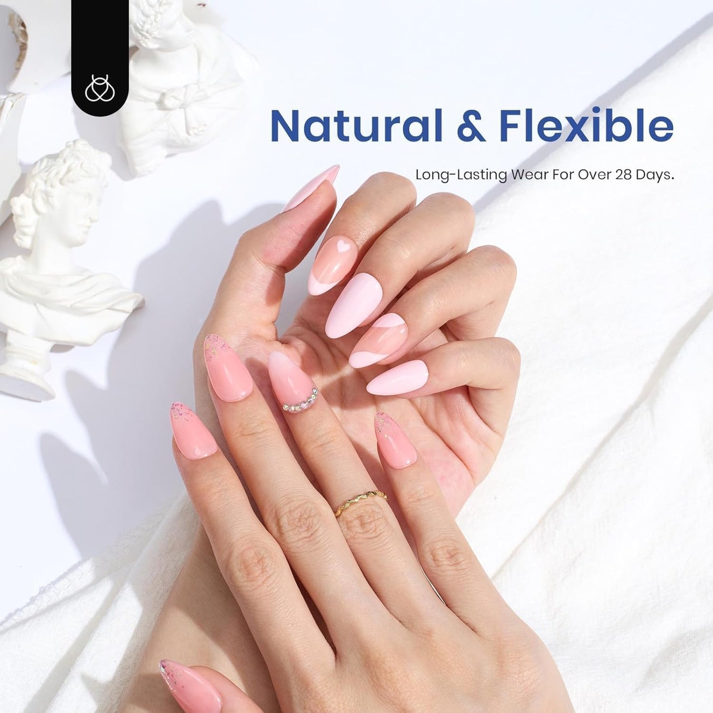 Beetles Gel Nail Kit Amond Shape - 504Pcs Gel Nail Kit Easy Extension Set Etch X Nail Tips Short Almond Half Matte Nail Tips 9 in 1 Glue Uv Led Light Gift for Women