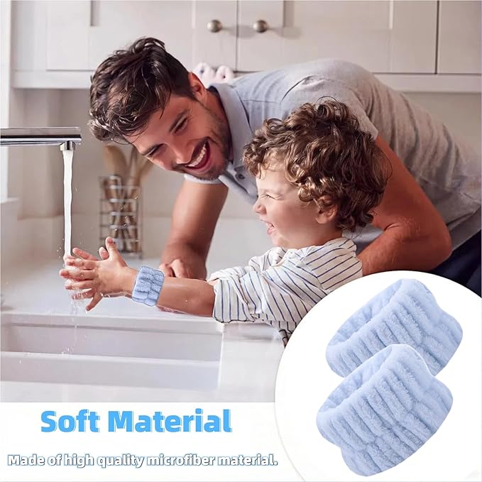 2 Pairs Wrist Washband for Women Washing Face, Wrist Spa Washband Absorbent Wristbands, Prevent Liquids from Spilling Down Your Arms