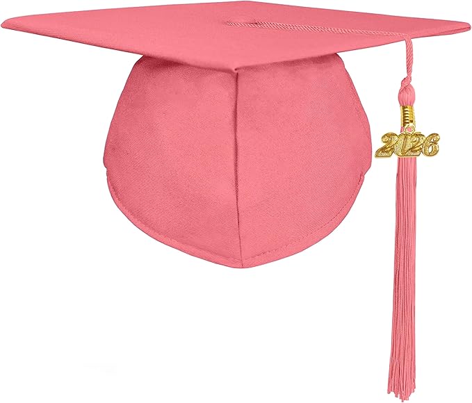 GradPlaza Matte Graduation Cap 2025 and 2026 Tassel Adult Graduation hat for High School College