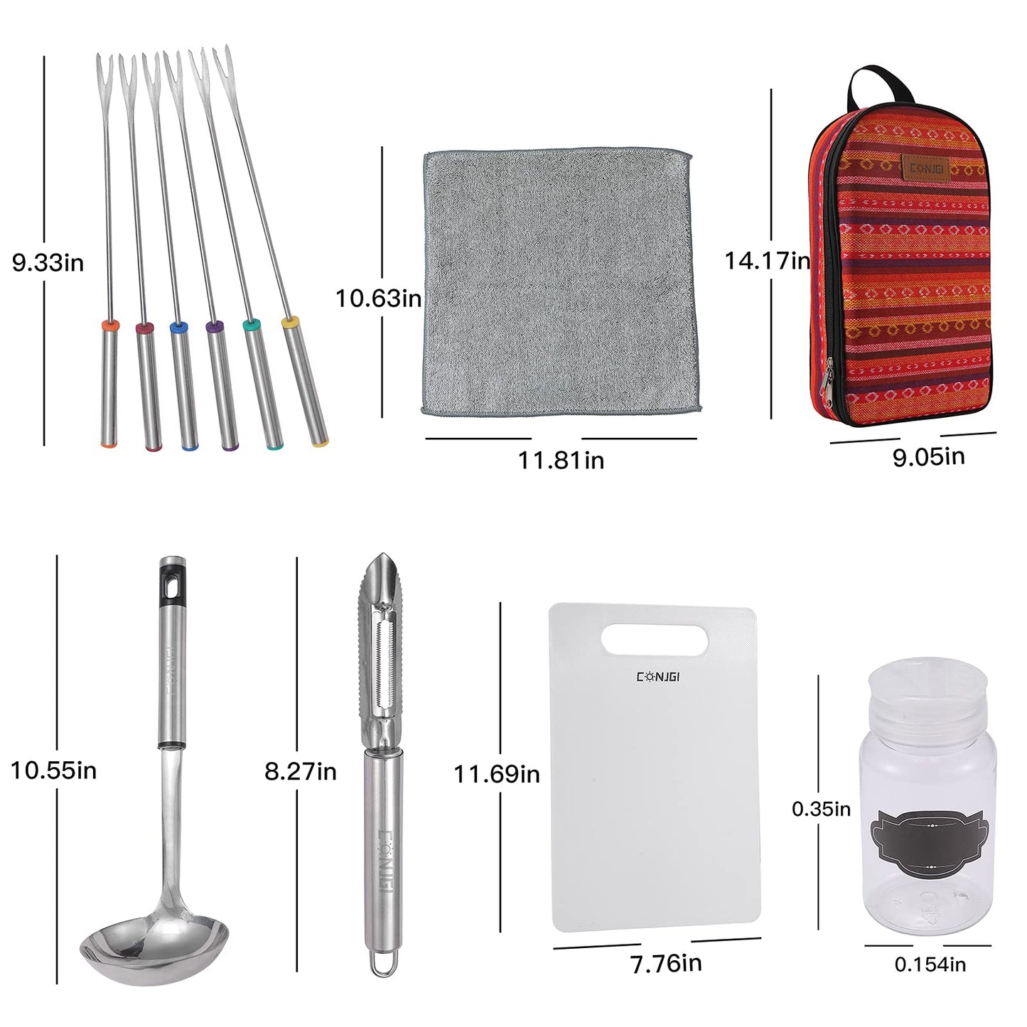 Portable Camping Cooking Utensils Set Bag Suitable for Fork, Spoon, Chopping Board, Chef's Knife,Kitchenware Storage