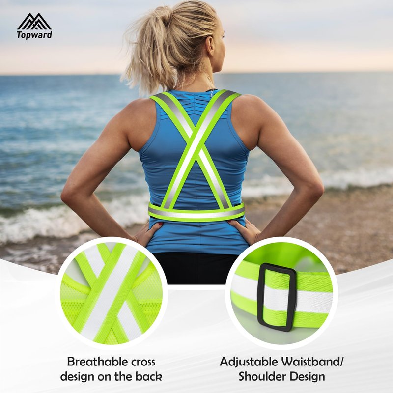 Topward Running Vest Chest Phone Holder for Women Men, Reflective Vest Safety Gear for Dog Walking Cycling - Adjustable Waist/Shoulder
