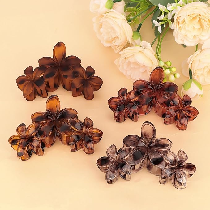 Leopard Print Flower Hair Clips Large Matte Hair Claw for Women Non-Slip Strong Hold Clips for Thick Hair, Hair Accessories