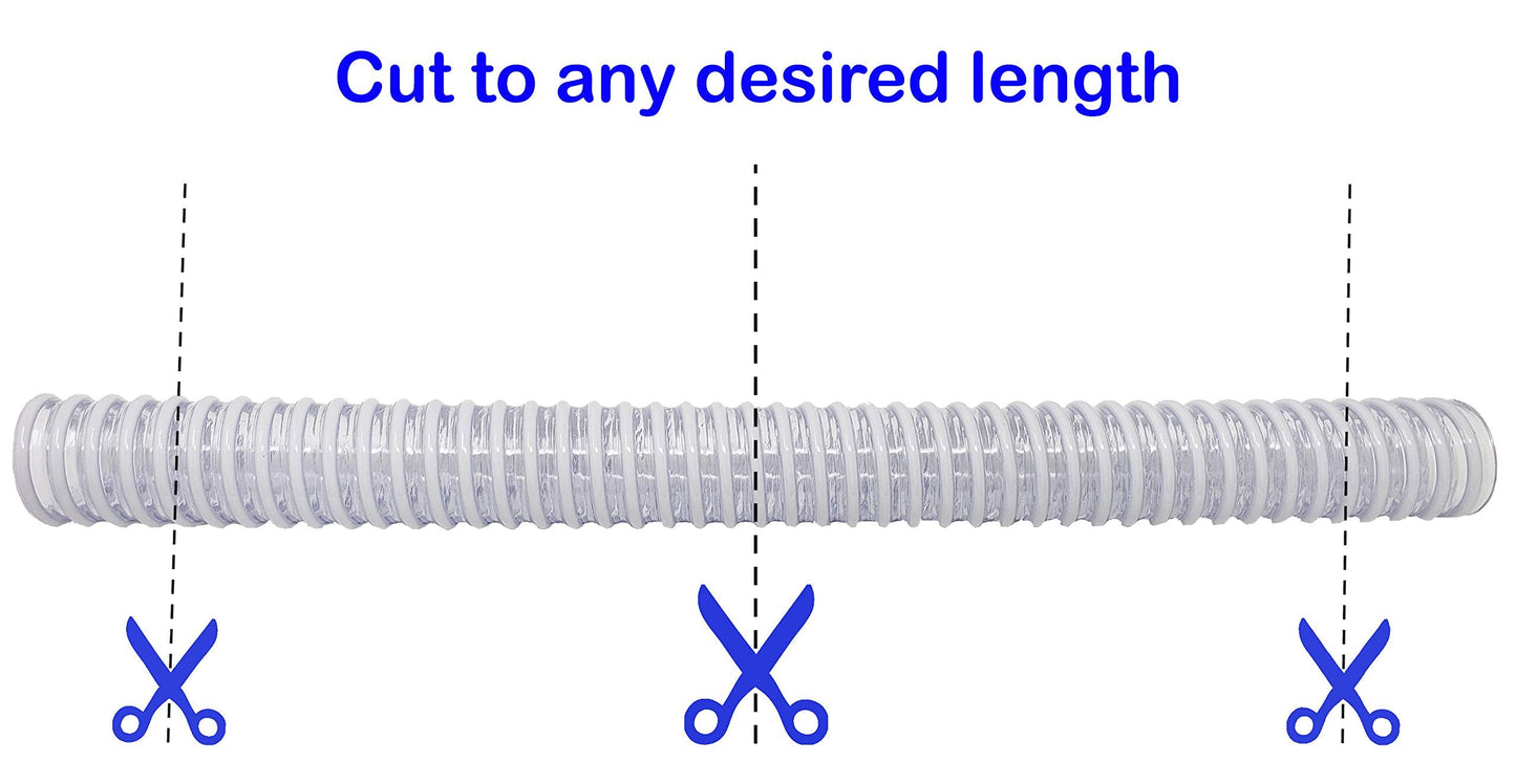 Sealproof 1.25" (32mm) Pool Filter Pump Connection Hose for 1-1/4 Inch Above Ground Pools and Intex Systems, 12 FT Premium Quality PVC Made in USA | Cut to Desired Length, Includes 4 Hose Clamps