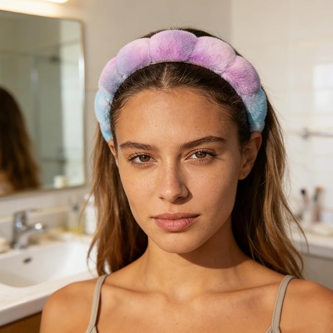Ayesha Spa Headband and Wristband Set for Skincare Washing Face,6pcs Makeup Headband Wrist Cuffs for Preppy Skincare Teen Girl Women