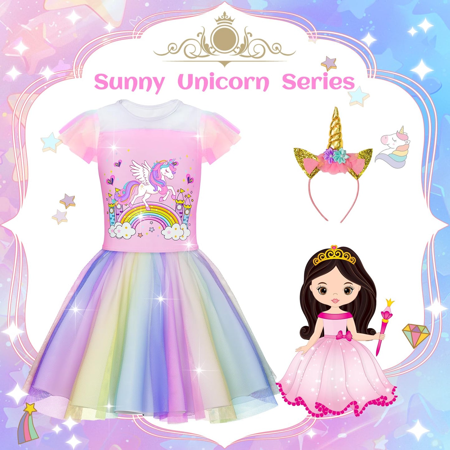 Princess Dress Up for Girls - Dress up Clothes for Toddler Girl,Role Play Costume Princess Toys Christmas Birthday Gifts for Age 3-8 Year Old