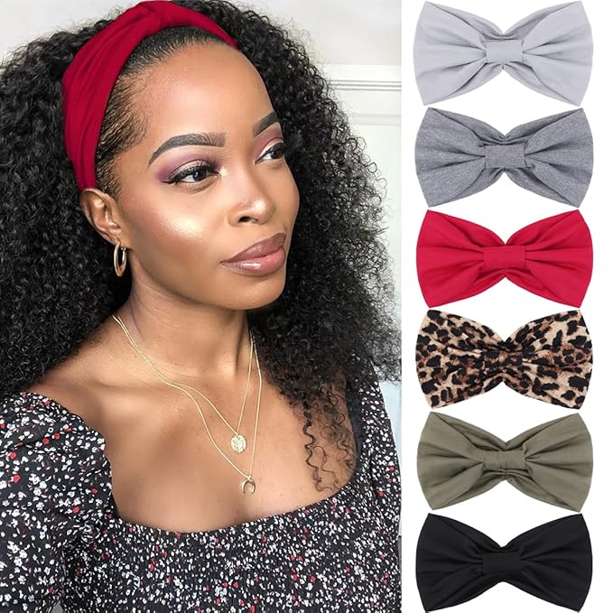 Kachanaa 6 Packs New Wide Headbands for Women's Hair,Non Slip Soft Elastic Bandeau Hair Bands Makeup Yoga Workout Running Sweat Hair Wraps Fashion Hair Accessories