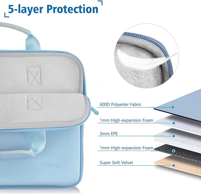 Hseok Laptop Sleeve 16 inch Case with Small Case, Compatible with MacBook Neo/Pro 16" M5/M4/M3/M2/M1, MacBook Air 15 M5, XPS 16 and Most 15.6-16 Notebooks, Neoprene Computer Handbag,SK01BL01