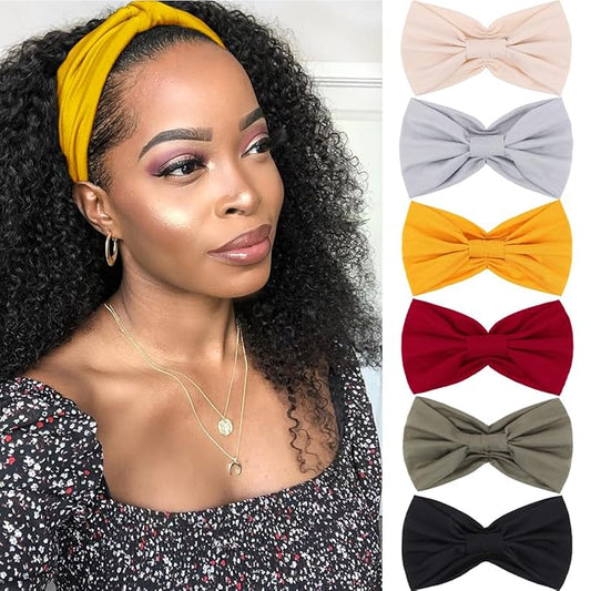 Kachanaa 6 Packs New Wide Headbands for Women,Non-Slip Thick Soft Elastic Bandeau Hair Bands Yoga Workout Running Sweat Makeup Hair Wraps Hair Accessories
