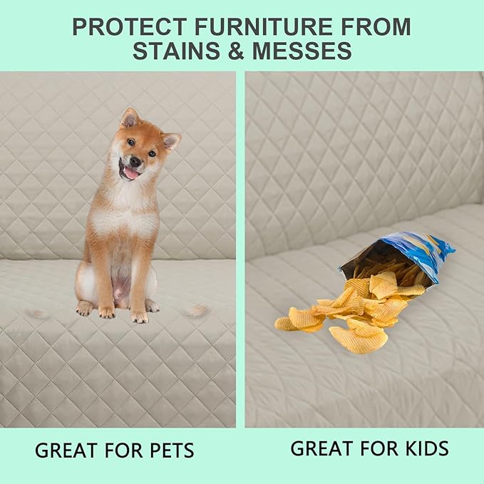 Recliner Chair Covers Reversible Sofa Couch Cover for Pets Lazy Boy Furniture Protector(23''Chair,Beige/Beige)