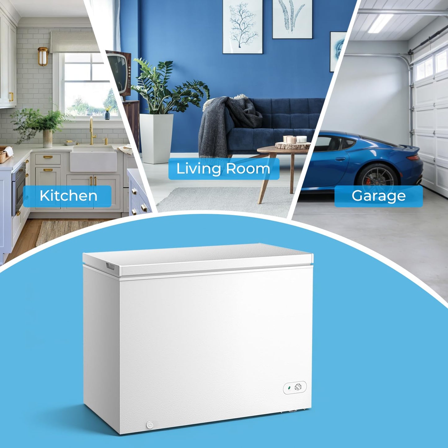 Antarctic Star Chest Freezer 5.0 Cubic Feet Compact Freezer with 3 Removable Baskets, Free Standing Top Open Door Deep Freezer, 7-Level Adjustable Temperature, White