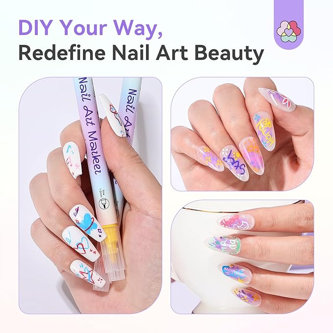 SAVILAND 24 Colors Nail Polish Pens Set: 20s Quick-Drying Dual-Tip Acrylic Paint Nail Art Pens Fine Tip for Painting Nails, Drawing Dots, Lines & Designs, Home DIY Nail Art Supplies
