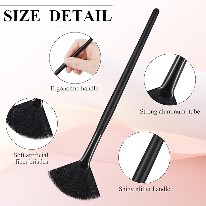 9 Pieces Facial Fan Mask Brushes, Soft Facial Applicator Brushes Tools for Peel Glycolic Makeup for Mud Cream(Full Black)