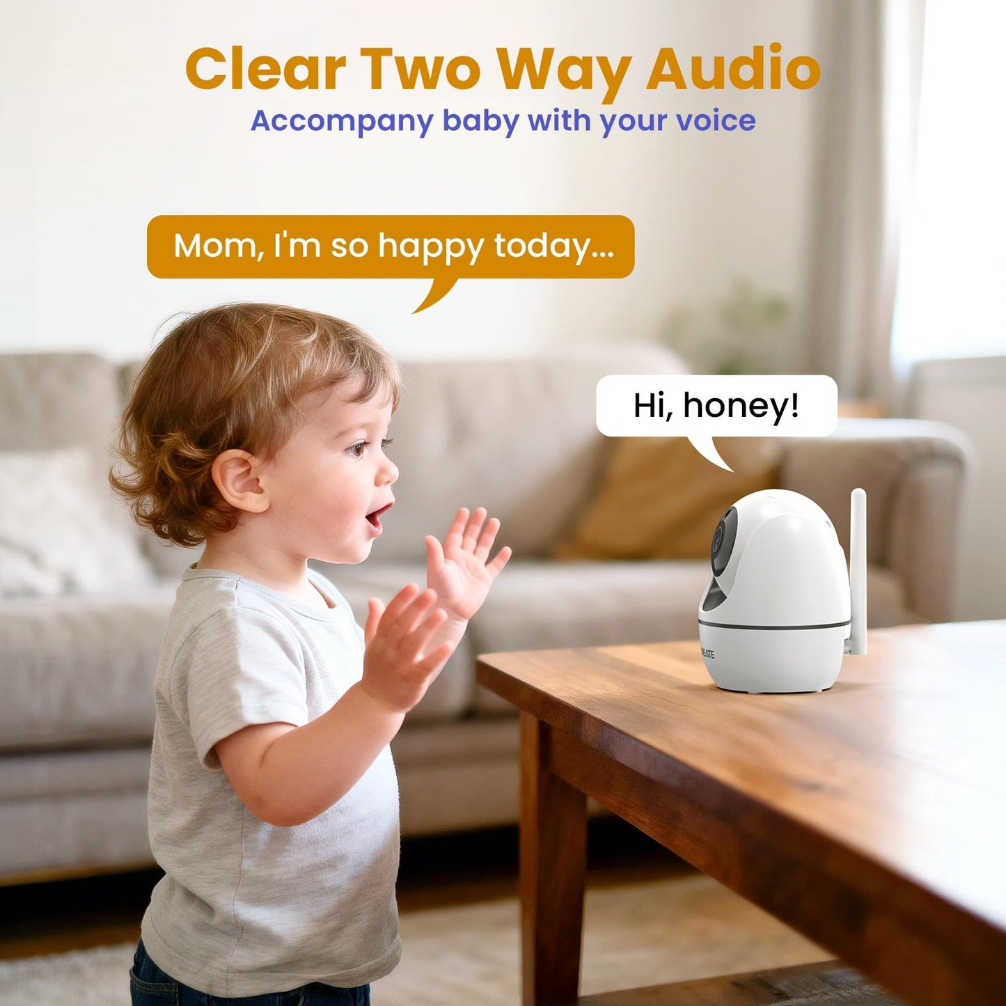 ANMEATE 5" HD Video Baby Monitor with Camera and Audio - No WiFi, 48H Battery Life,720P Remote Pan Tilt Zoom, Two-Way Talk, Night Vision, Thermal Room Monitor, Lullabies & White Noise, 1000ft Range