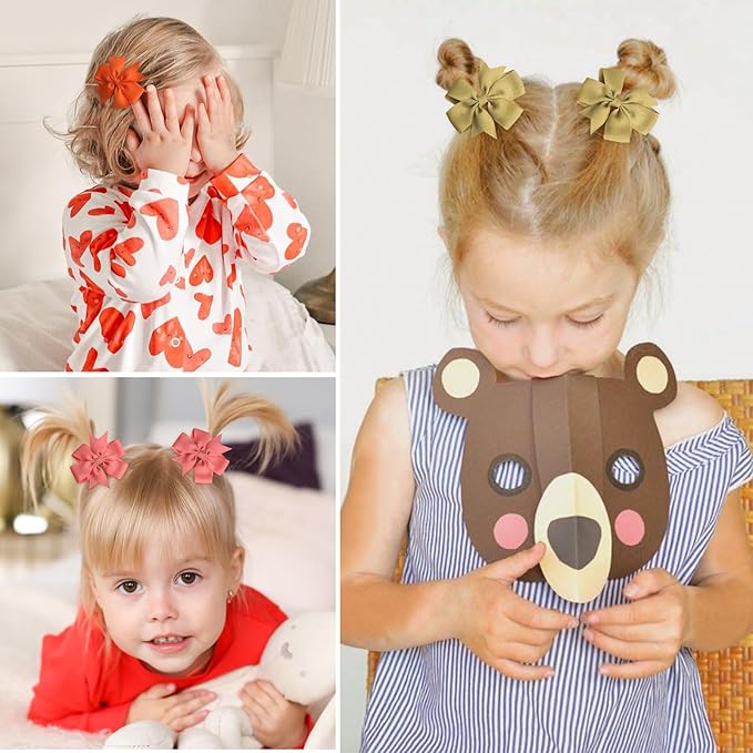 Choicbaby 2.3 Inches Mini Baby Hair Bows 60pcs Grosgrain Ribbon Toddler Hair Accessories with Alligator Clip Bow for Baby Girls Toddlers Gift