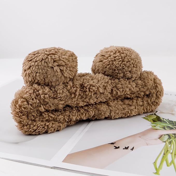 YISSION 2PCS Bear Ears Spa Headband No Slip Head Band for Face Wash Makeup Skincare Facial Headband Elastic Hair Band Carol Fleece Headbands for Women Girls (Brown Coffee)