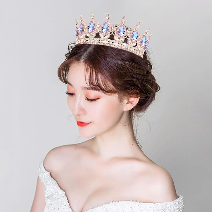 YOUlDIANZI Queen Crown Rhinestone Wedding Crowns and Tiaras for Women Costume Party Hair Accessories Princess Birthday Crown Crystal Bridal Crowns