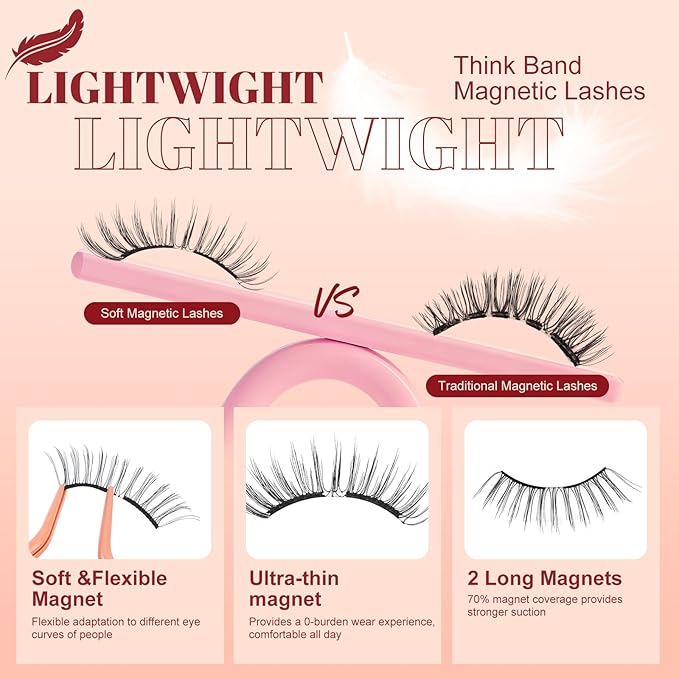 Higu clace Magnetic-Eyelashes, Soft Reusable Magnetic Eyelashes with Applicator No Glue Needed Manga Lashes Comfortable for Makeup Can Cosplay(RC-NZ-D)