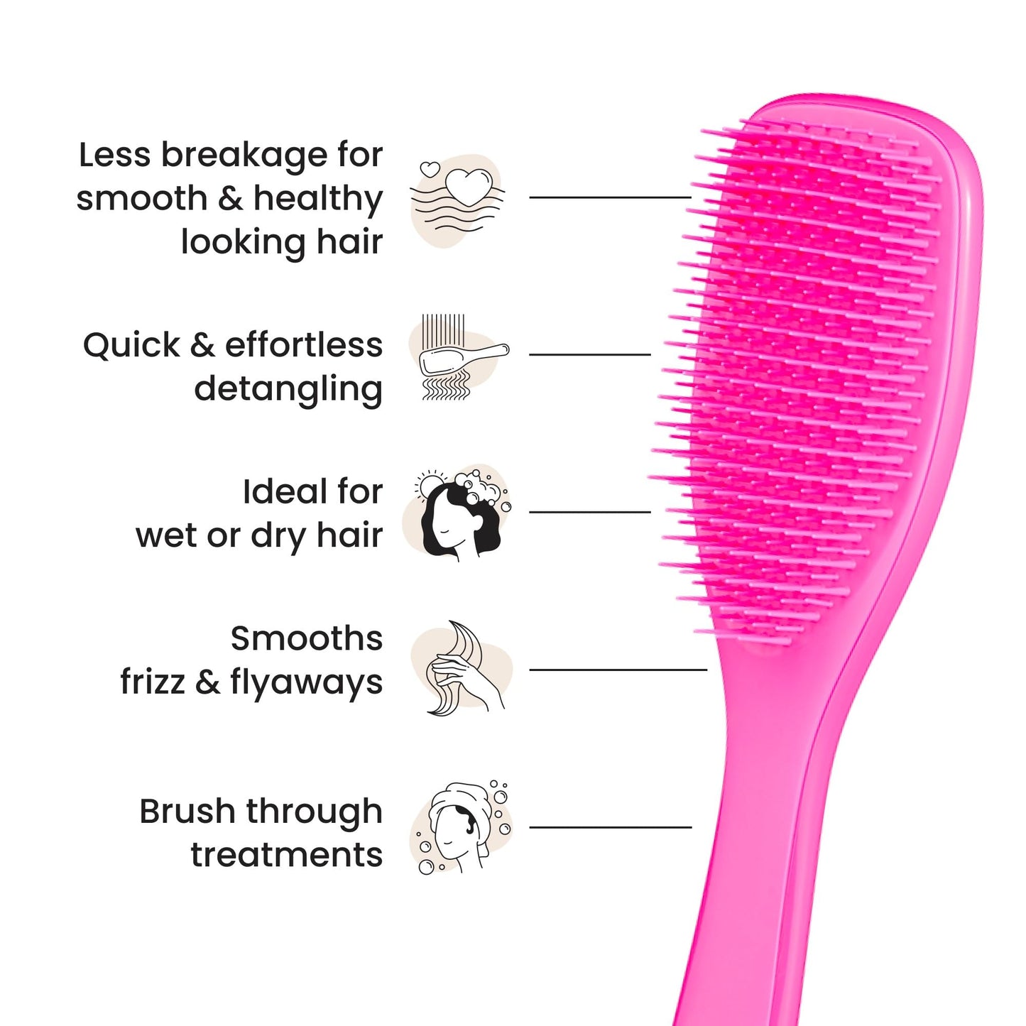 Tangle Teezer Ultimate Detangler Brush for Wet & Dry Hair, Eliminates Knots & Reduces Breakage for Straight to Wavy Hair Types, Runway Pink