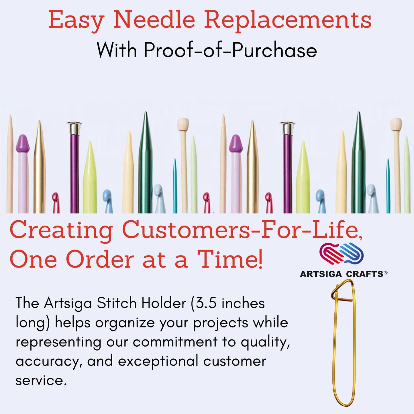 ChiaoGoo Red Lace 32 inch (81cm) Circular Knitting Needles US Size 10.5 (6.5mm) Stainless Steel 7032-10.5 with Stitch Holder