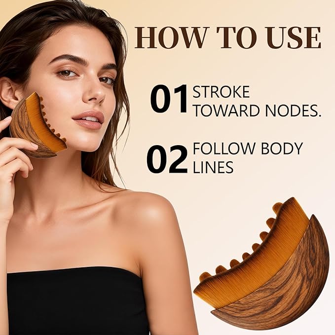 Lymphatic Contour Face Brush - Facial Massage Tool for Lymphatic Drainage, Contouring & Relaxation | Gentle Gua Sha Brush & Skin Care Tools for Daily RoutineÃ¯Â¼Â2 PCSÃ¯Â¼Â