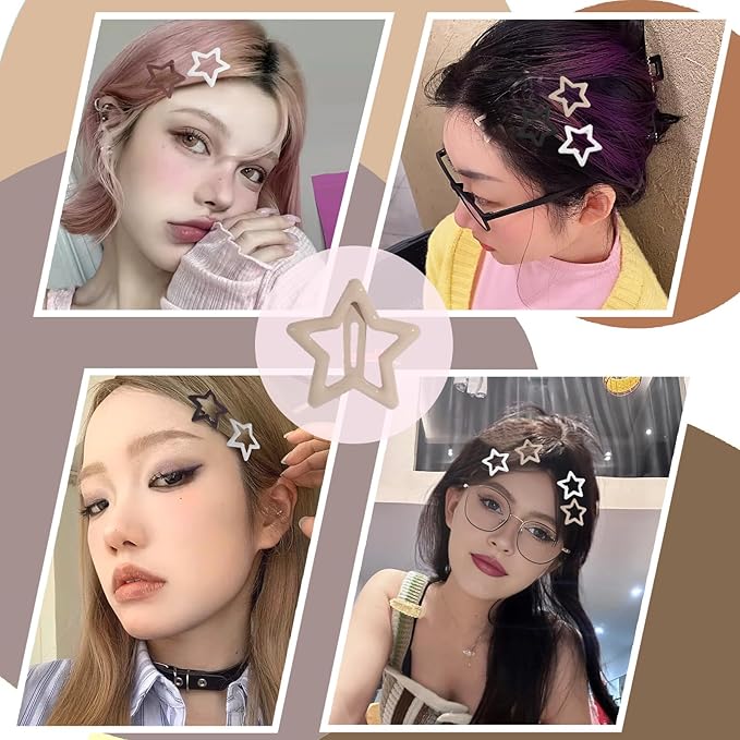 50pcs Cute Metal Star Hair Clips - Non-Slip Star Barrettes for Women, Neutral Color