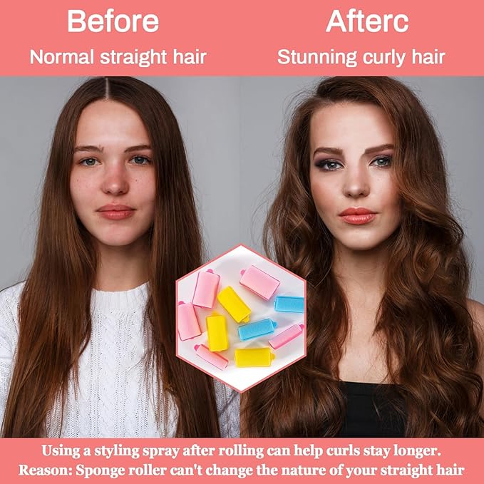 MAQIHAN 36PCS Foam Hair Rollers - Sponge Rollers for Heatless Hair Curler for Short/Long Curling Sleep rolos para cabello Jumbo Large Sponge Curlers Soft Sleeping Thin Hair Curl Overnight rulos