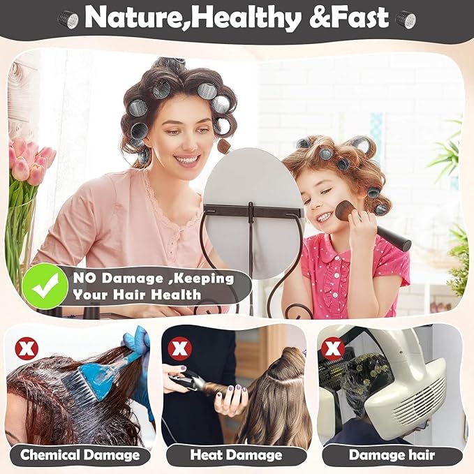 Thermal Rollers for Hair, 24PCS Jumbo Rollers Hair Curlers with Clips, Large Roller with 63mm 48mm 36mm Self Grip Thermal Hair Roller for Long Medium Short Hairs Volume
