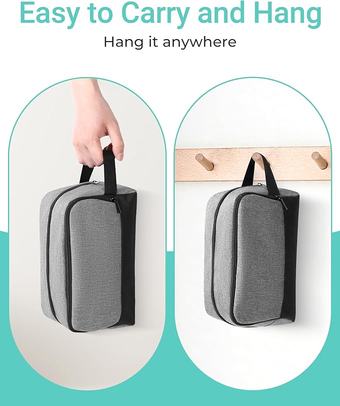 Elviros Travel Toiletry Bag for Men Hanging Dopp Kit Shaving Bag Toiletries Organizer Small Toiletry Bag for Traveling (Grey&Black,Large)
