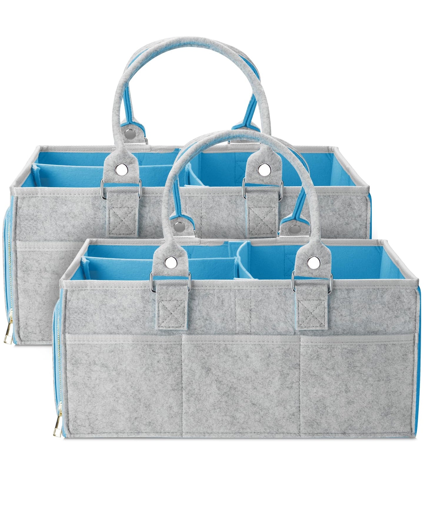 Mr. Pen- Baby Diaper Caddy Organizer, 2 Pack, Blue Inside, Large Baby Caddy Organizer with Handle, Collapsible & Portable