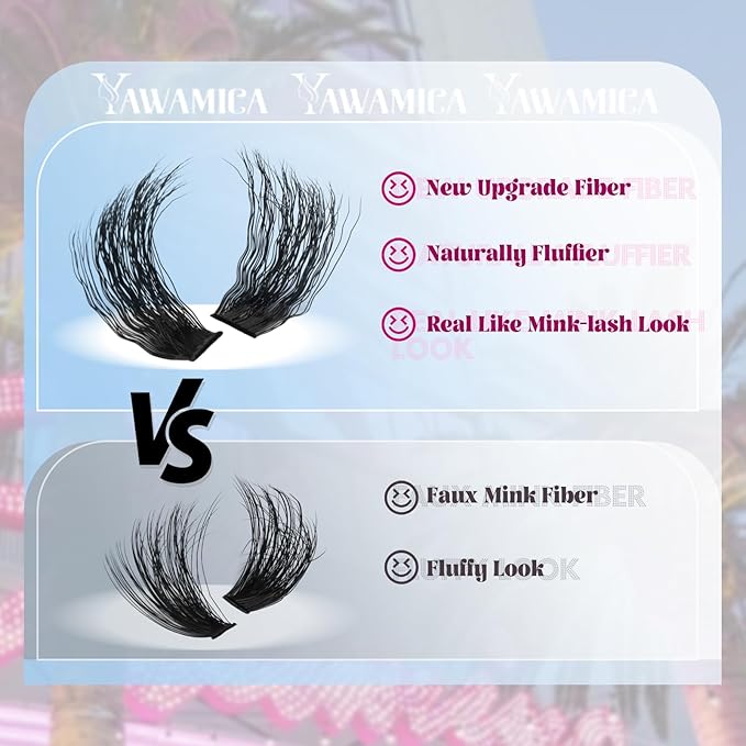 Yawamica Wispy Eyelash Clusters 12-18mm Mix 80D 100D Volume Fluffier Cluster Lashes D Curly Lash Clusters 280PCS Individual Lashes DIY Lash Extension by Self