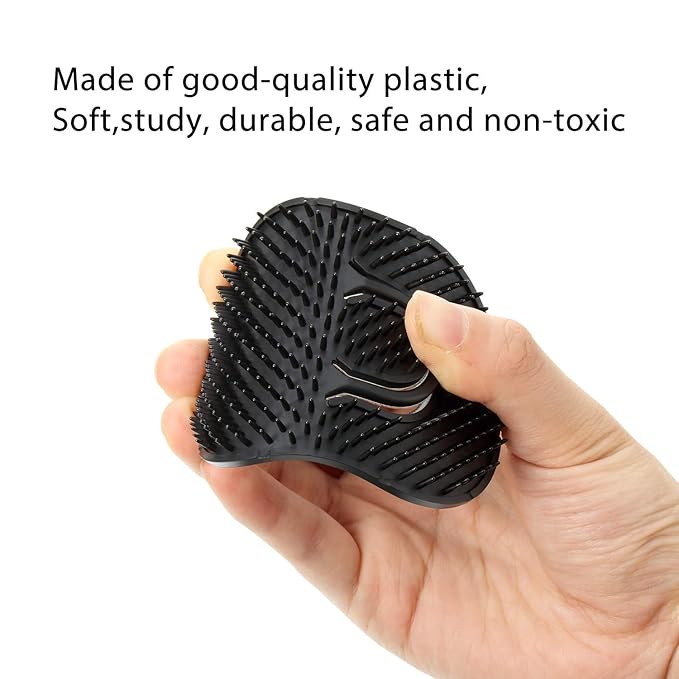 Boao 6 Packs Soft Portable Pocket Palm Combs, Shampoo Comb, Massager Hair Brush, Scalp Massager Brush(Black)
