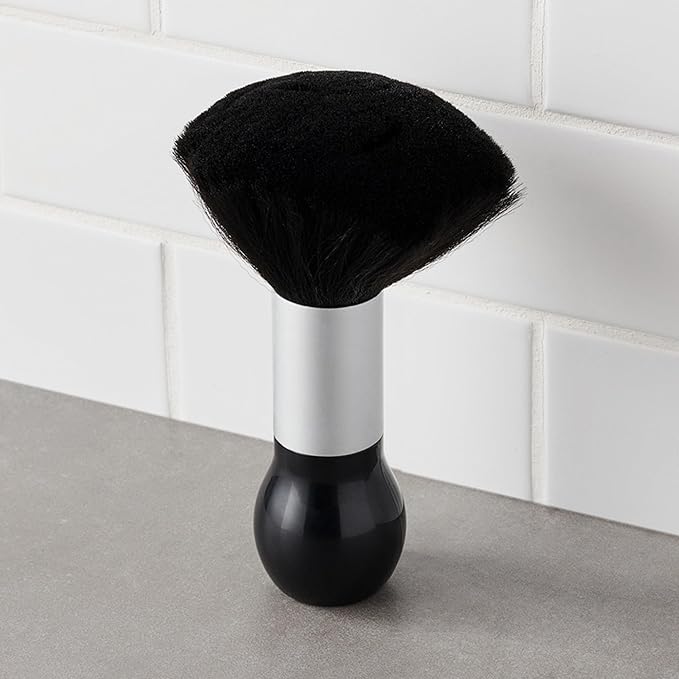 Diane Neck Duster Brush for Hair Cutting, Removes Loose Hair from Neckline and Ears, Barber Supplies and Salon Accessories, Soft Nylon Bristles, Stand Up Base, 7.5"
