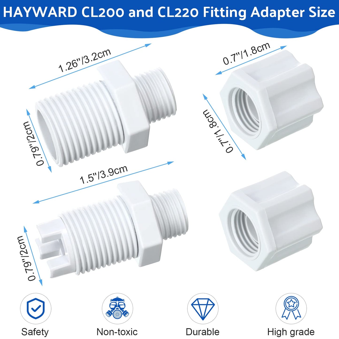 Tondiamo 2 Sets Offline Chlorinator Feeder Replacement Parts Kit Compatible with Cl220 Cl200 - with Saddle Clamp, Hose Tubing, Check Valve & Inlet Coupling for Easy DIY Repair