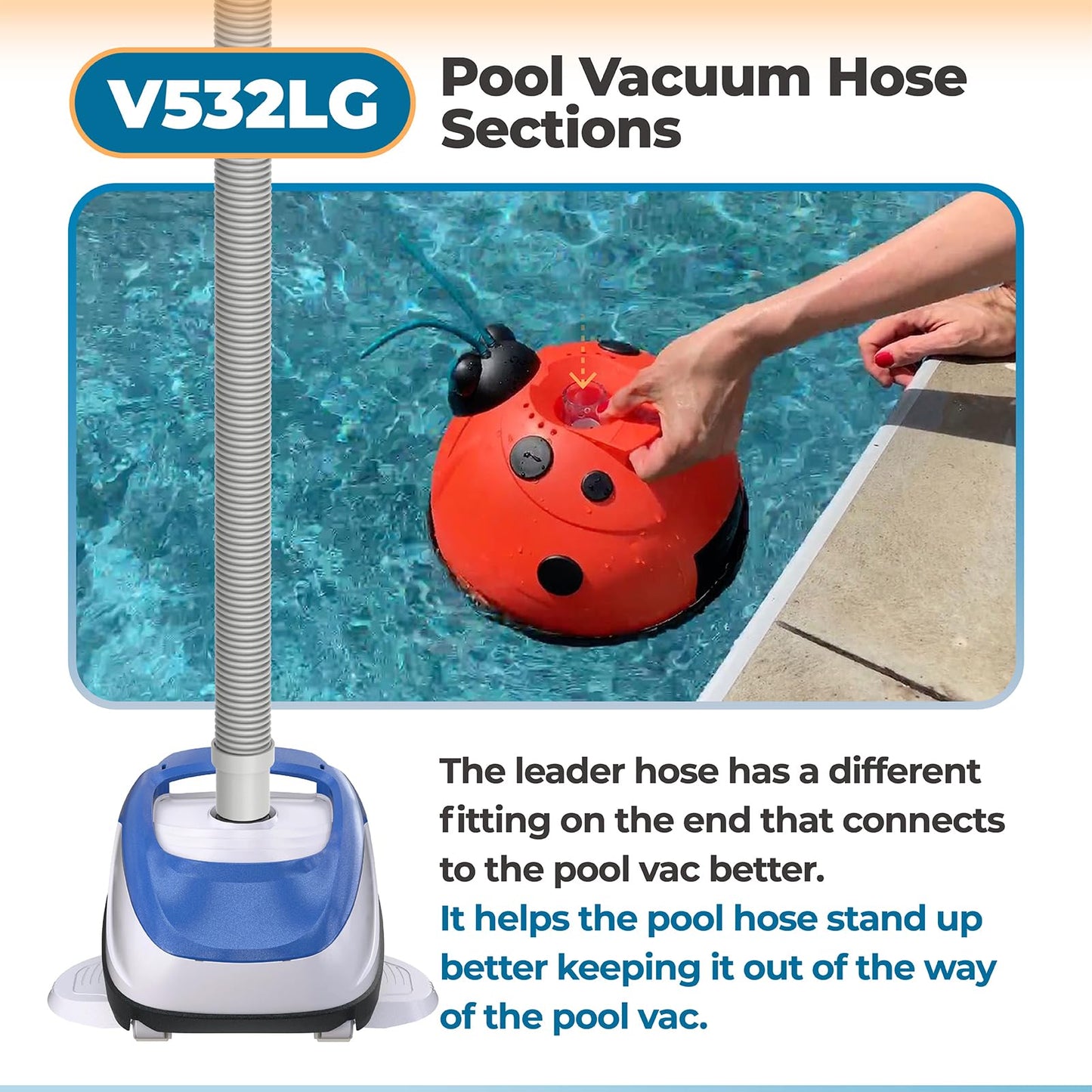 ANTOBLE V532LG Pool Vacuum Leader Hose Pool Cleaner Hose Replacement for Hayward Navigator, Pool Vac Ultra, Aqua Bug, Poolverneugen & More