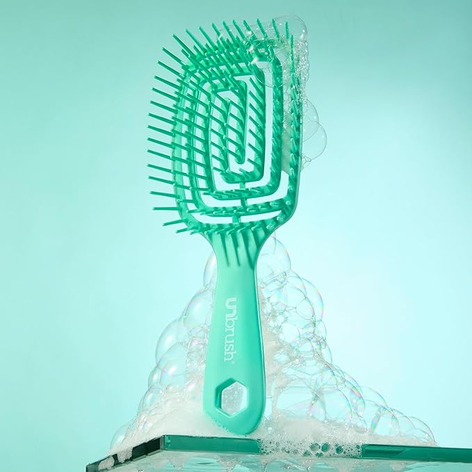 FHI Heat UNbrush Flex Detangling Brush — Ultra-Flexible, Pain-Free Hair Brush Detangler with DuoFlex Anti-Static Bristles for Removing Tangles, Massaging Scalp & Faster Styling - Teal