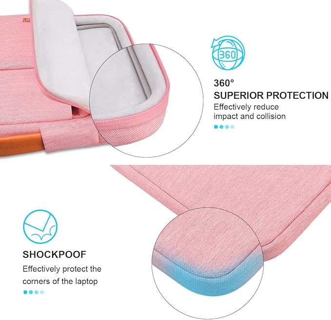 Lacdo 360° Protective Laptop Sleeve Case for 14 inch MacBook Pro M5 Pro/Max A3426 A3427 (2026), M5/M4/M3/M2/M1 A3434 A3112 A3401 A3185 A2918 A2992 | 13.8 inch Surface Laptop 7th Computer Bag, Peach
