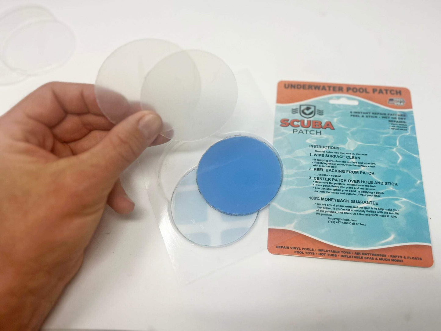 Scuba Patch Heavy Duty Underwater Pool Liner Patches; 2 Pack 5.5"x8.5" | Heavy Duty | Instant | Waterproof | Glue-Less | Peel and Stick | Swimming Pool Liner Repair Patches Pool Print