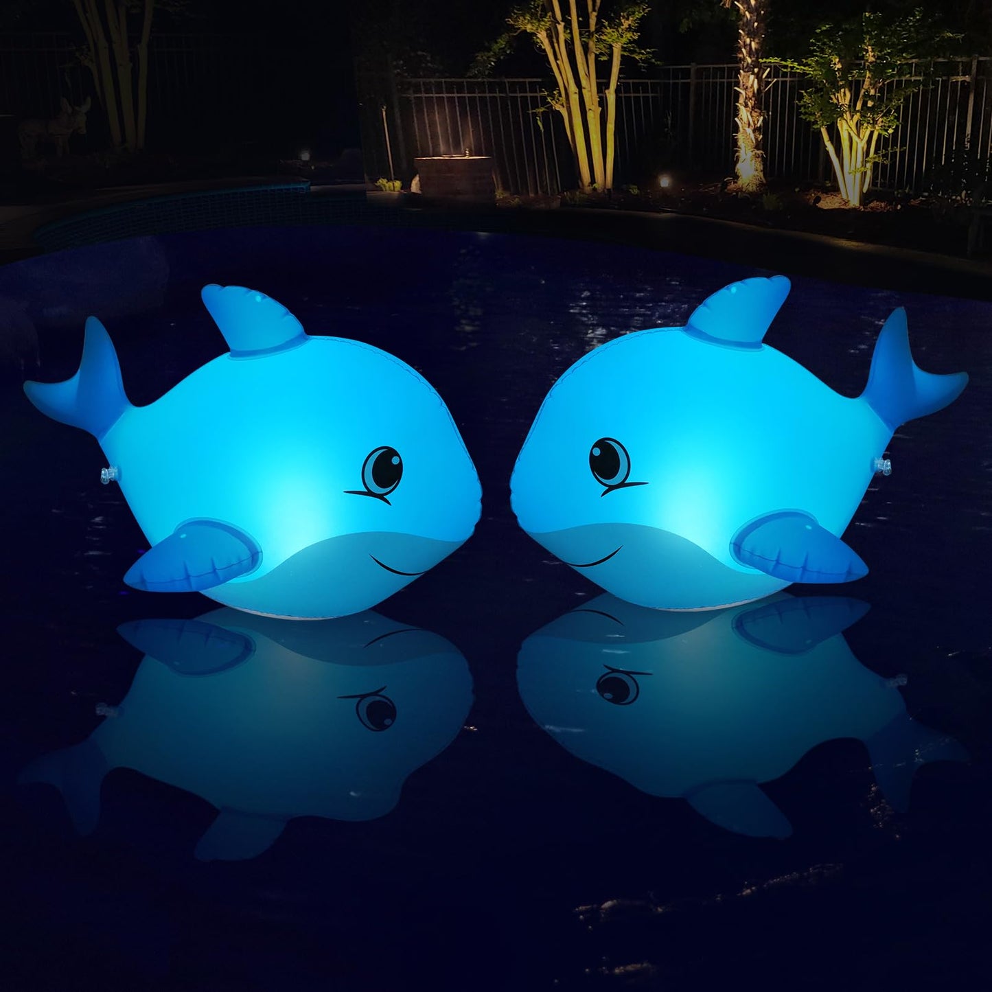 Goallim Solar Floating Pool Lights Dolphin, Glow in the Dark Solar Pool Lights that Float, IP68 Wateproof Inflatable Solar Floating Lights for Pool Pond Wedding Party Decorations - 2PC