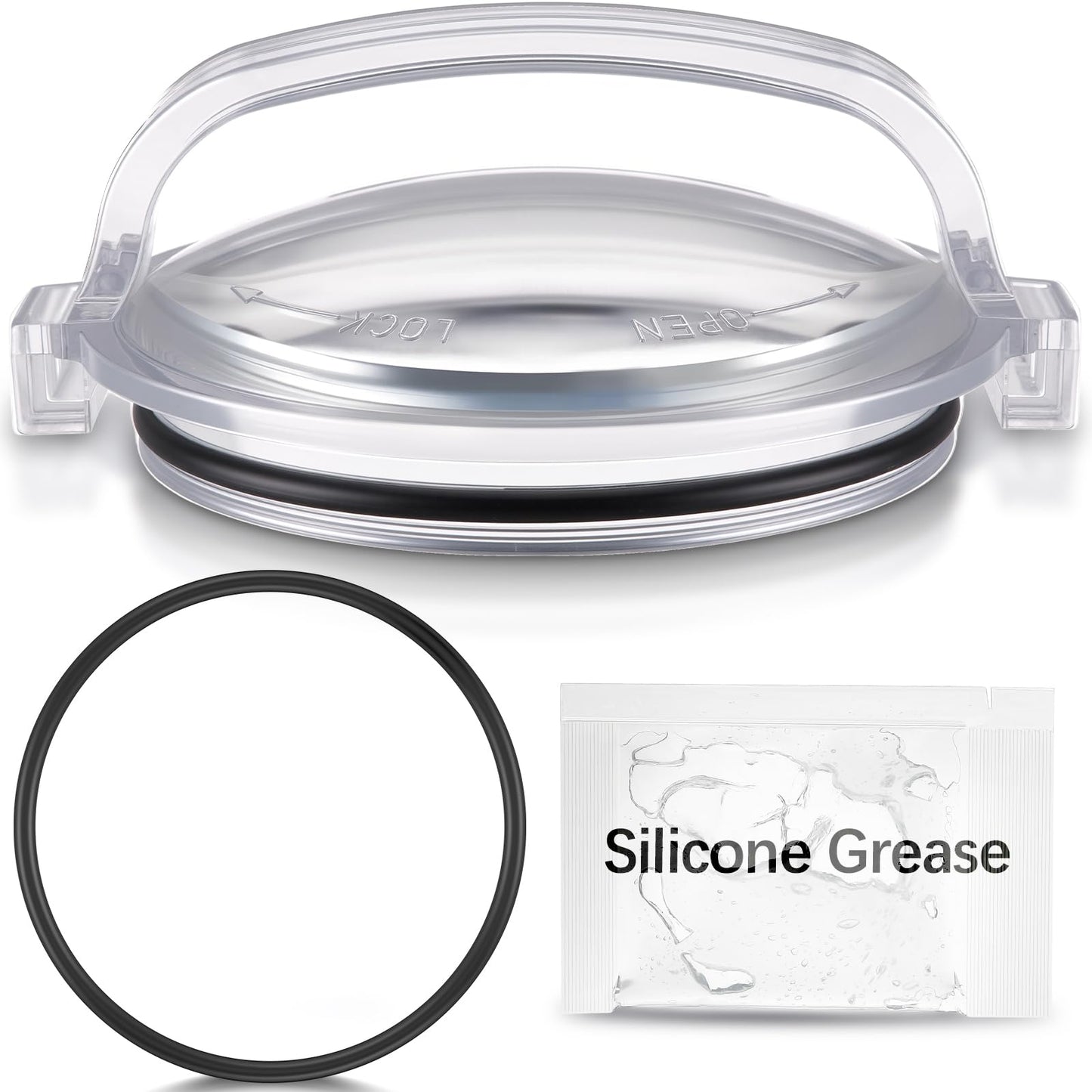 Feekoon Pool Pump Lid and O Ring, Pump Strainer Lid Compatible with Hayward Power-Flo SPX1500D2A, Clear Strainer Cover Replacement, 1 Extra O Ring and Lubricating Grease Included