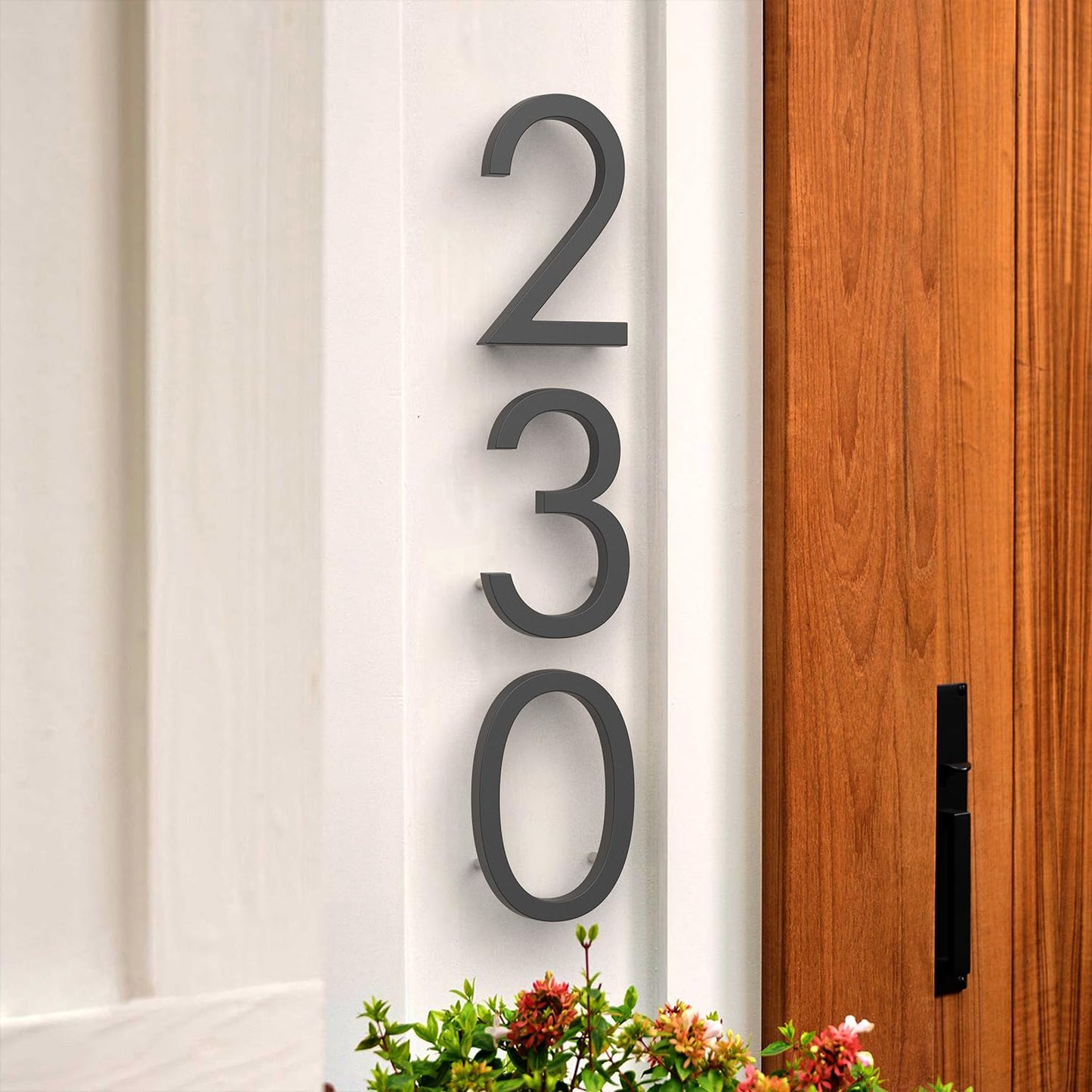 Modern House Numbers for Outside, 5 Inch Floating House Numbers, Metal Address Sign, Mailbox Number, with Nail Kit, Never Rust, Matte Black (Black, 7)
