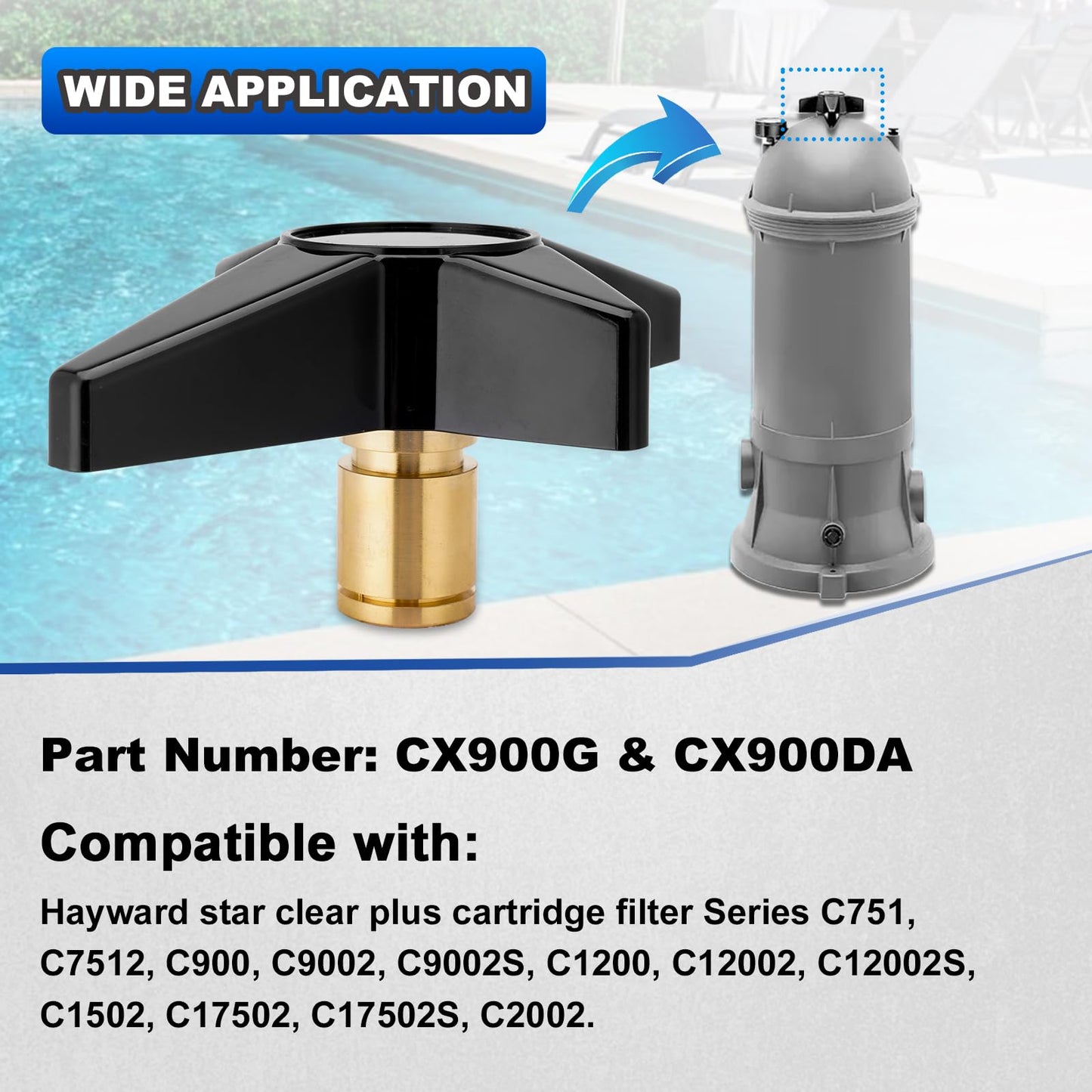 AUTOBABA CX900G Pool Filter Locking Knob Kit Compatible with Hayward Star Clear Plus Cartridge Filter Series C751, C900 & C1200, CX900DA Knob Kit with CX900D, CX900J, CX900H, CX900W, ECX1322A, CX900F