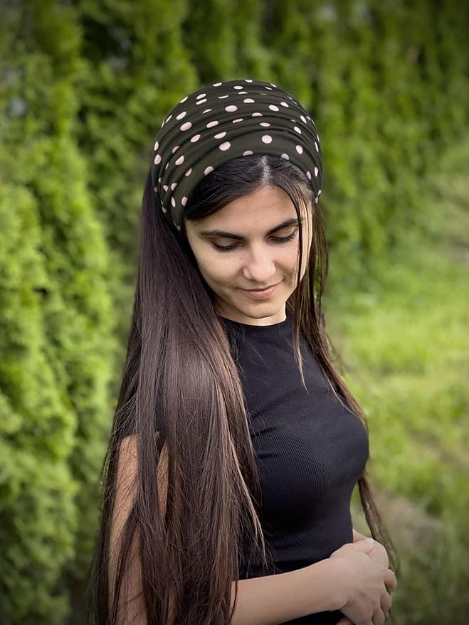 Tobeffect 7 Inches Polka Dots Headbands for Women, Extra Wide Fashion Turban Headband for Women's Hair, Large Thick Hairbands Bandana Head Band Accessories for Wig, Workout, Yoga, Sports