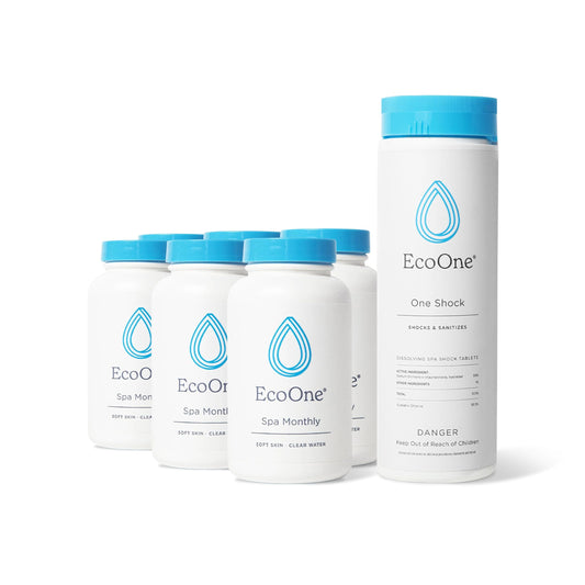 EcoOne Hot Tub Chemical Maintenance & Supply Kit | Spa Shock & Conditioner Kit | Contains Oneshock Chlorine Granular & SPA Monthly Conditioner | 6 Month Supply