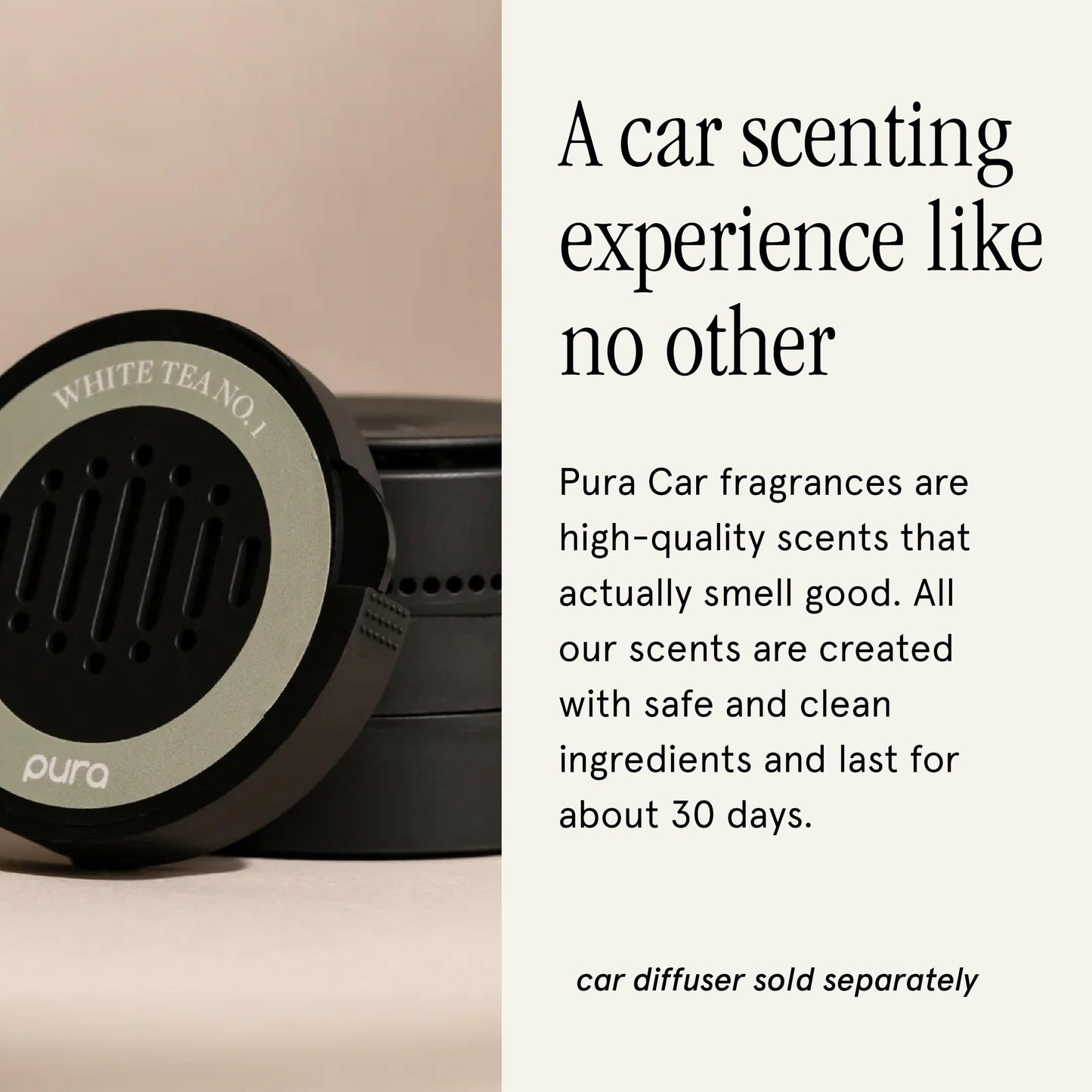 Pura Car Scent Refill - Fragrance for Pura Car Diffuser - Clean & Safe Luxury Diffuser Scent - Long-Lasting Fragrance for 30 Days of Aroma - White Tea No. 1